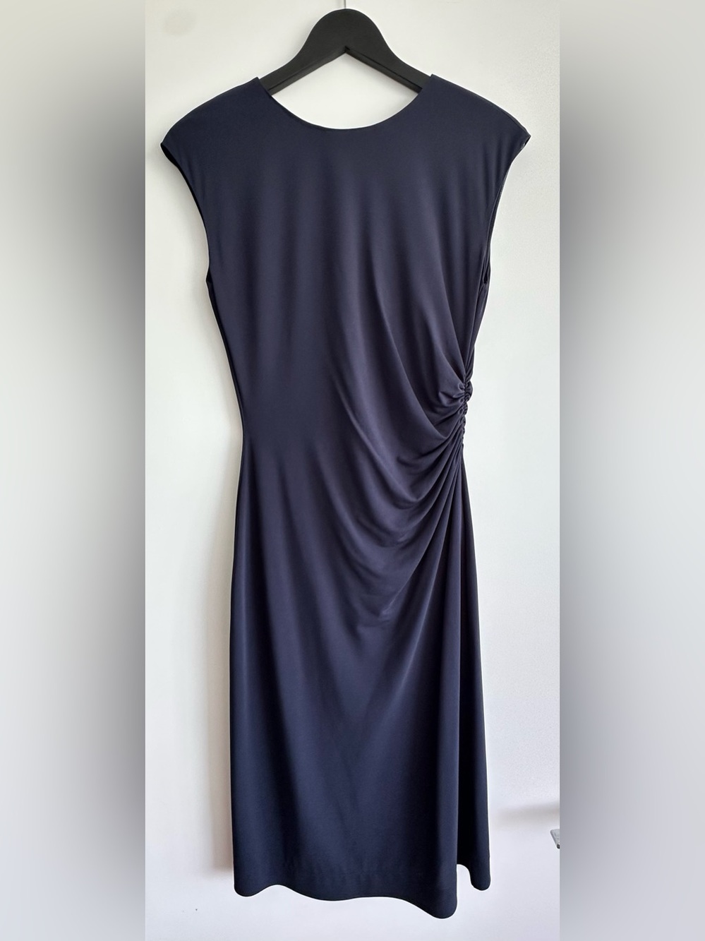 Emporio Armani Navy Midi Dress with Side Ruching